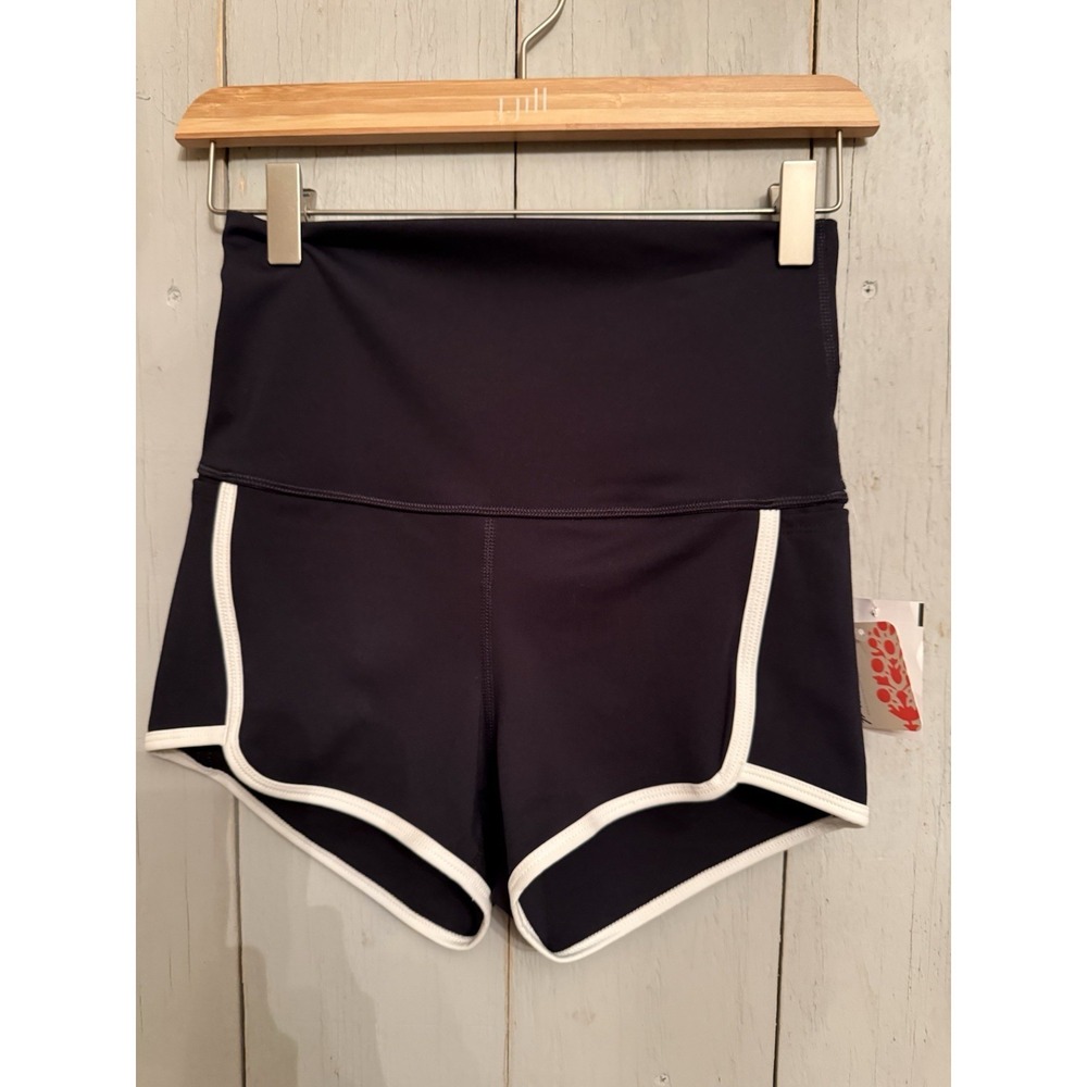Free People FP Movement S Shorts Island Time Ultra High Rise Black Stretch NEW - Picture 3 of 5